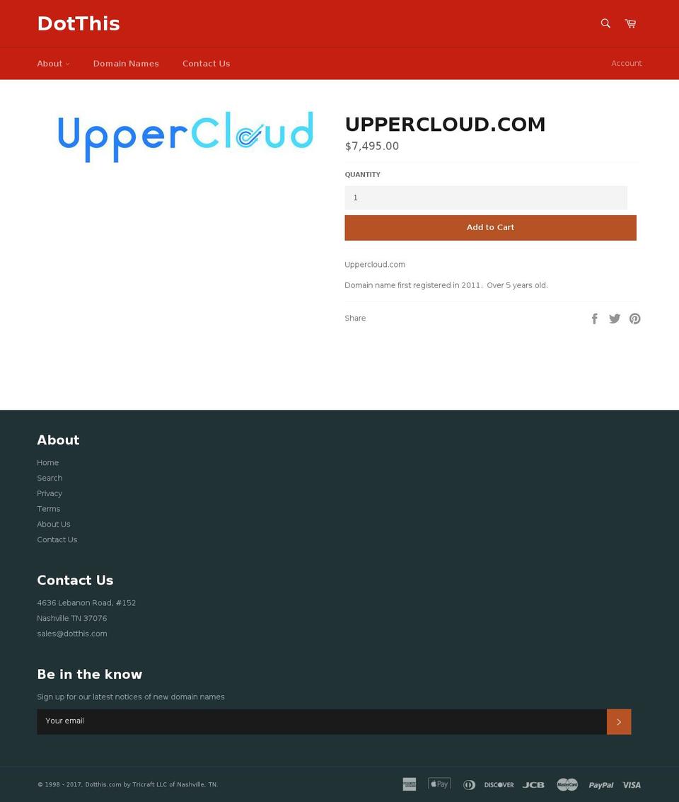 uppercloud.com shopify website screenshot