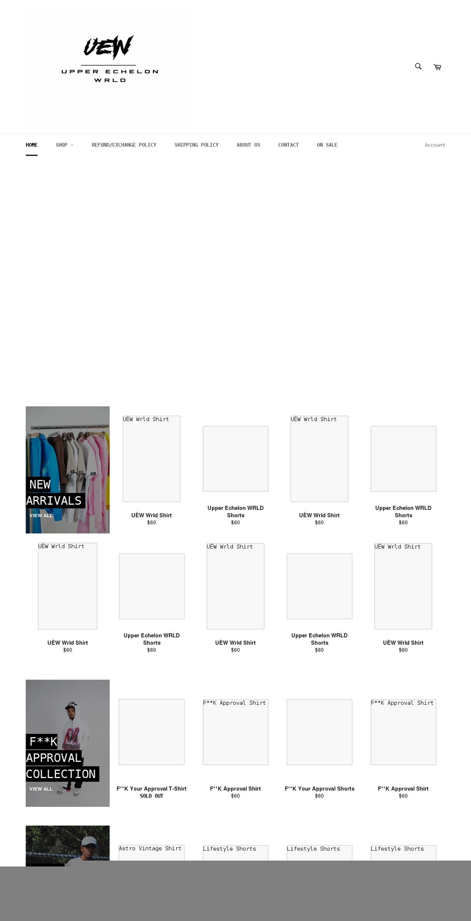 upperechelonwrld.com shopify website screenshot