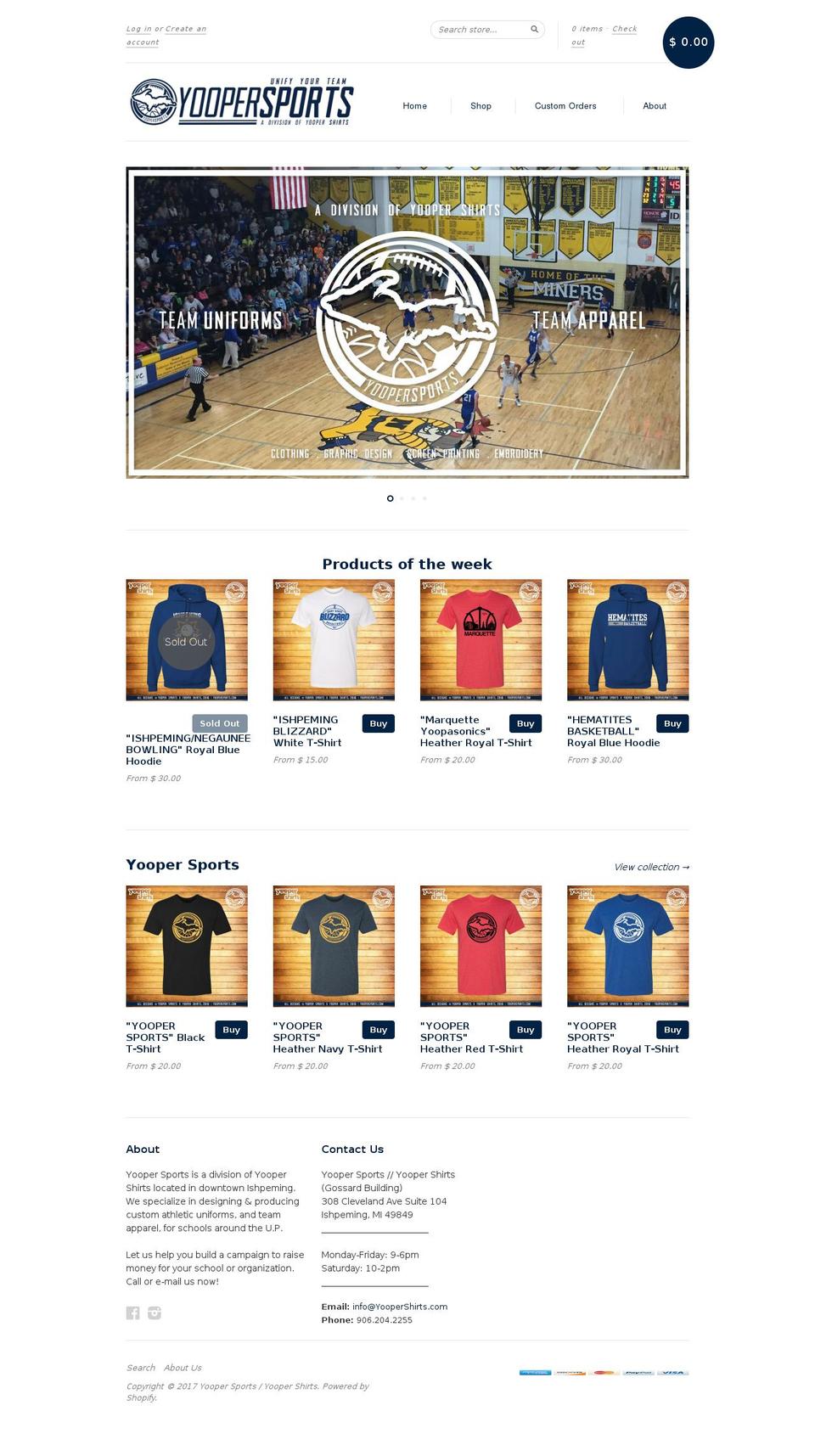 uppermichiganbasketball.com shopify website screenshot