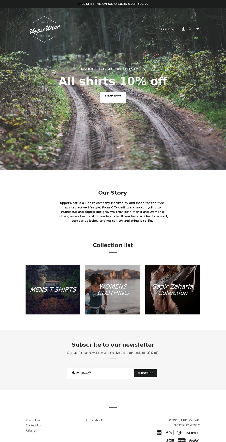 upperweartshirts.com — Shopify storefront screenshot