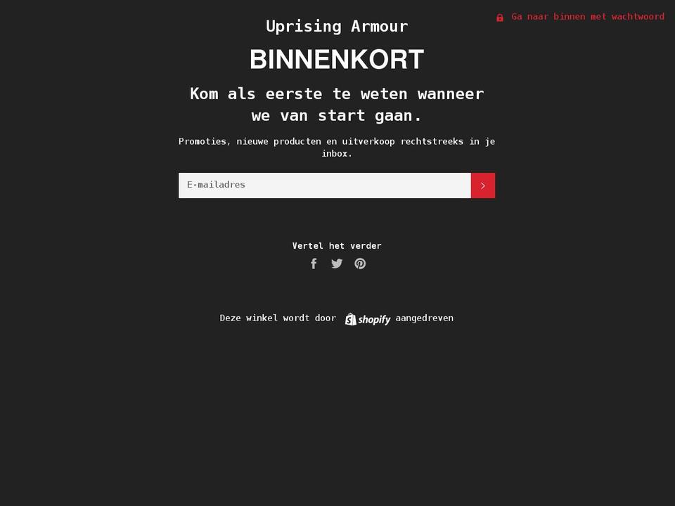 uprisingarmour.com shopify website screenshot