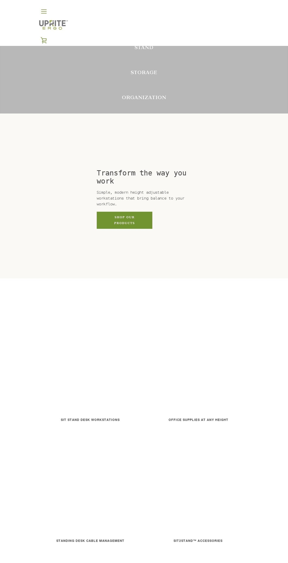 upriteergo.com shopify website screenshot