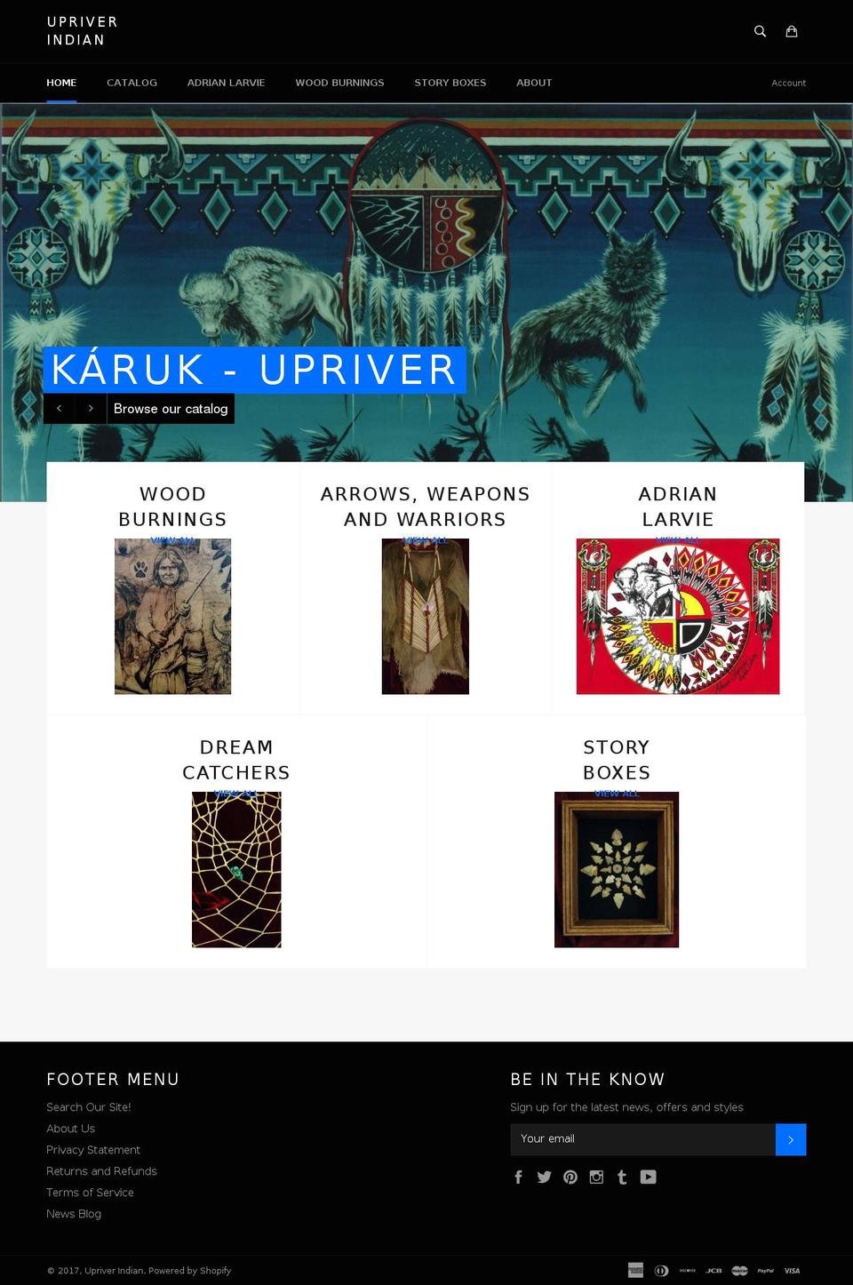 upriverindian.com shopify website screenshot