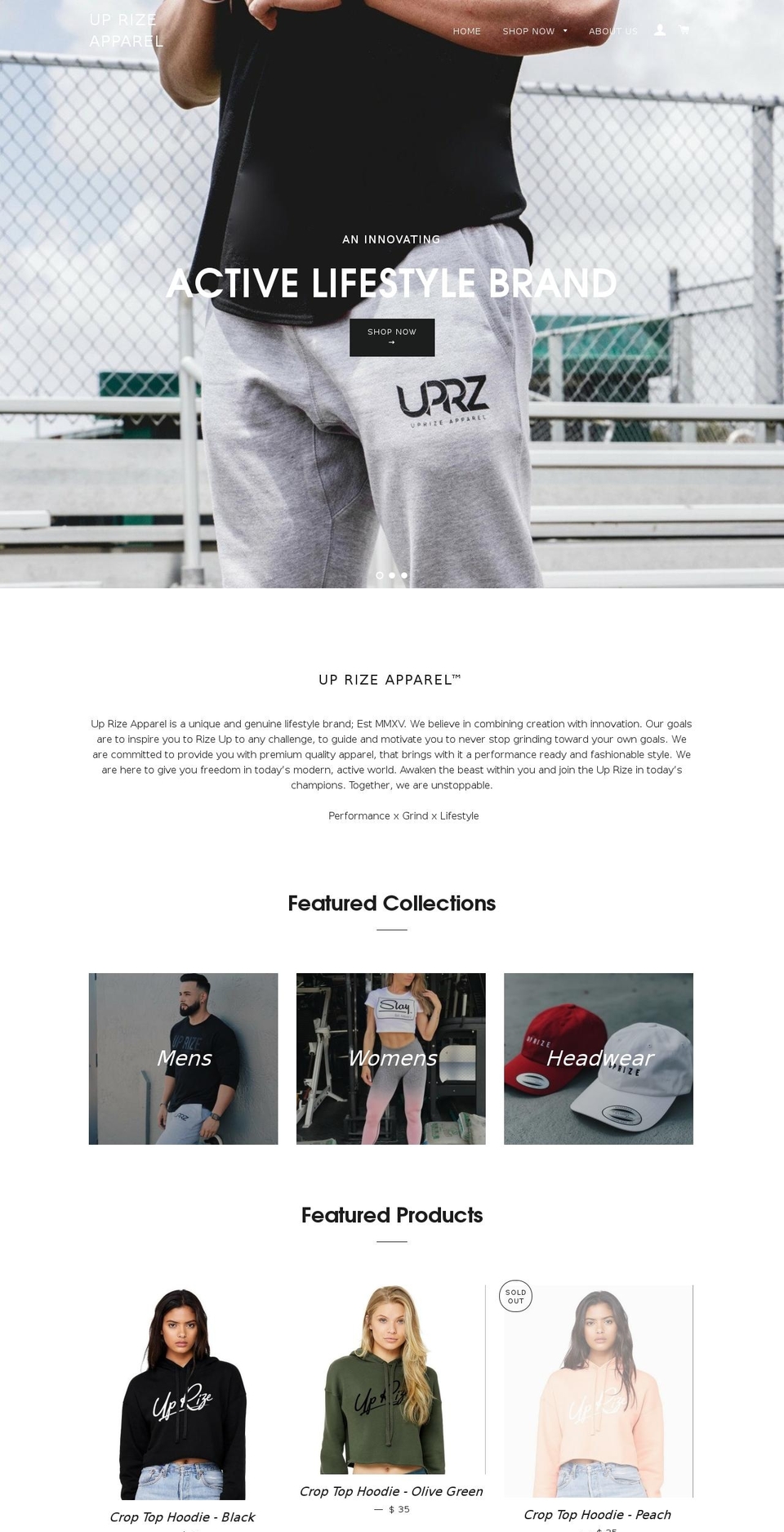 uprizeapparel.com — Shopify storefront screenshot