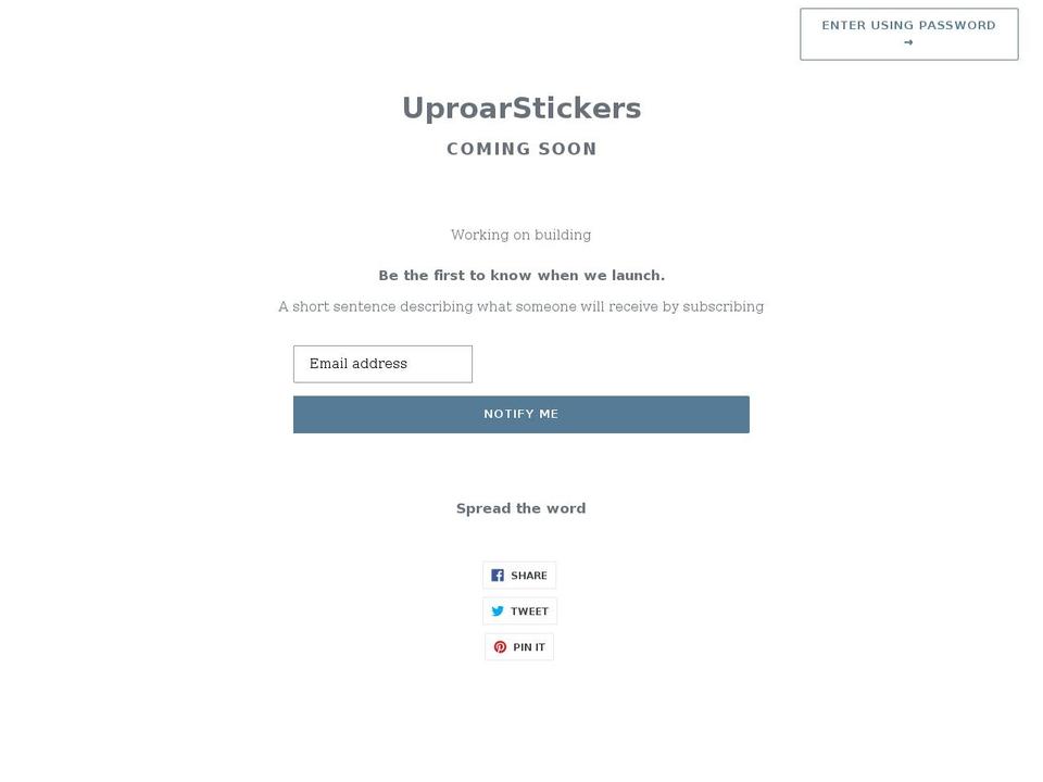 uproarstickers.com shopify website screenshot