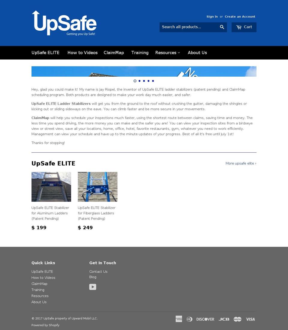 upsafe.net shopify website screenshot