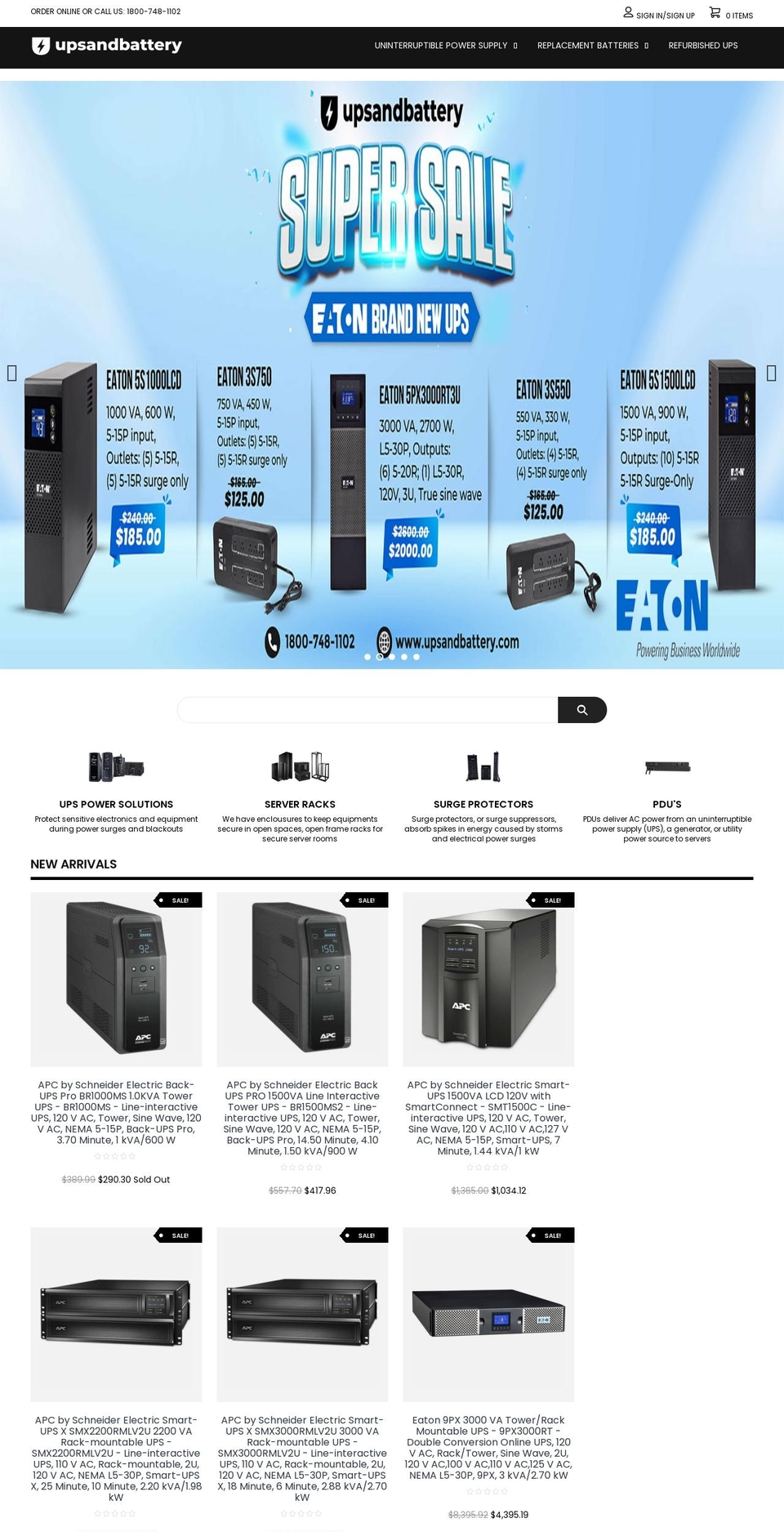 upsandbattery.com shopify website screenshot