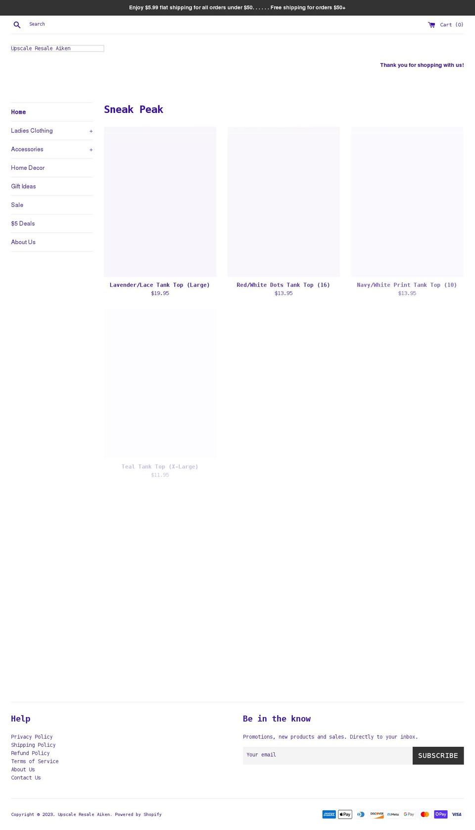 upscale-resale-aiken.myshopify.com shopify website screenshot