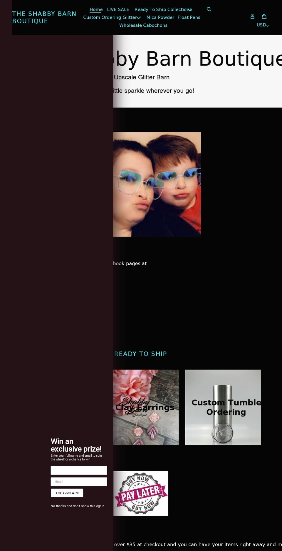 upscaleglitterbarn.com shopify website screenshot