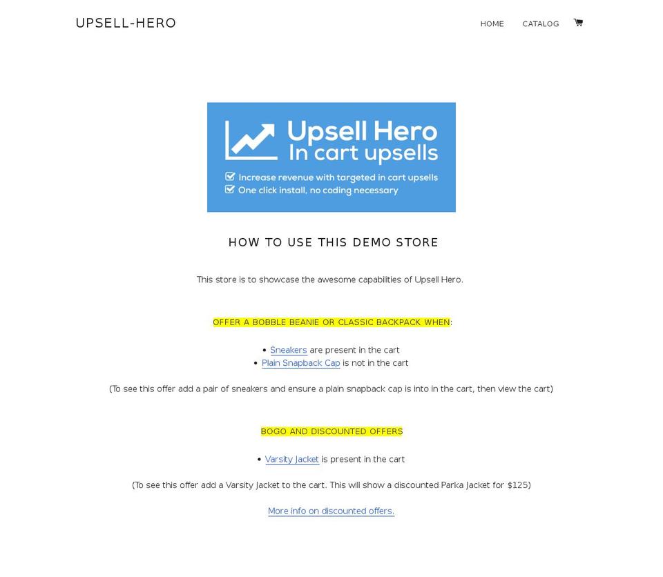 upsell-hero.myshopify.com shopify website screenshot