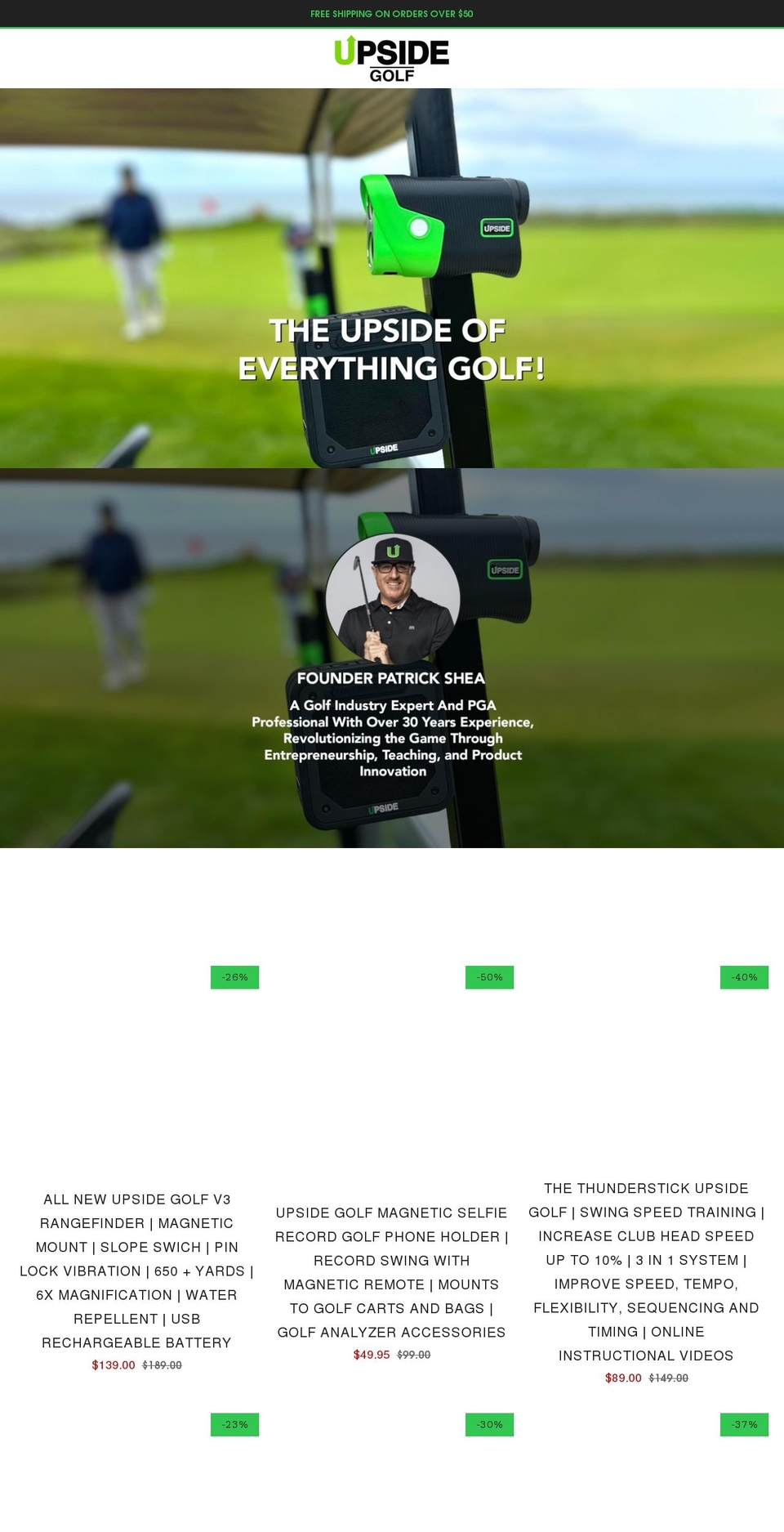upsidegolf.com shopify website screenshot