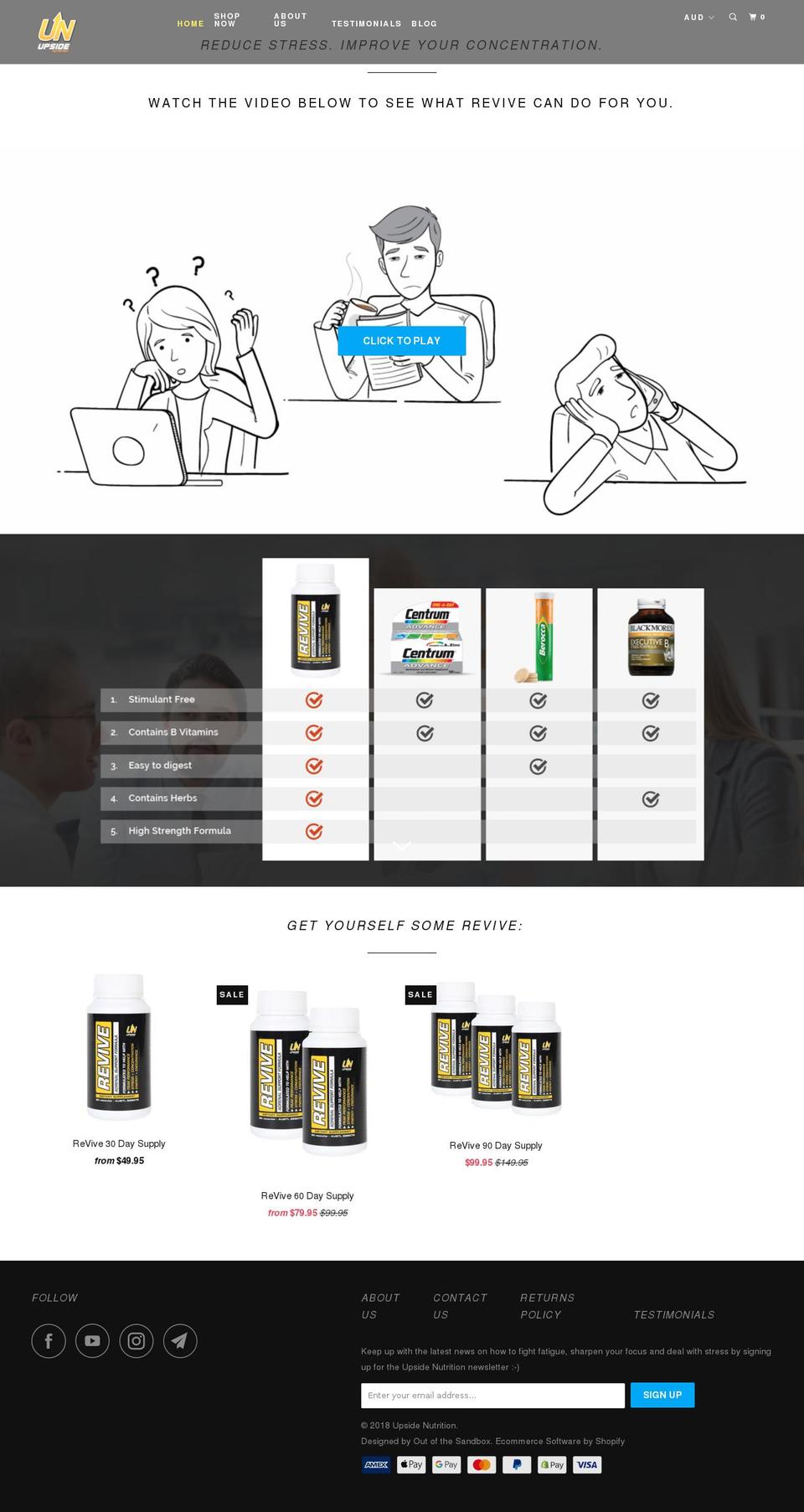 upsidenutrition.com — Shopify storefront screenshot