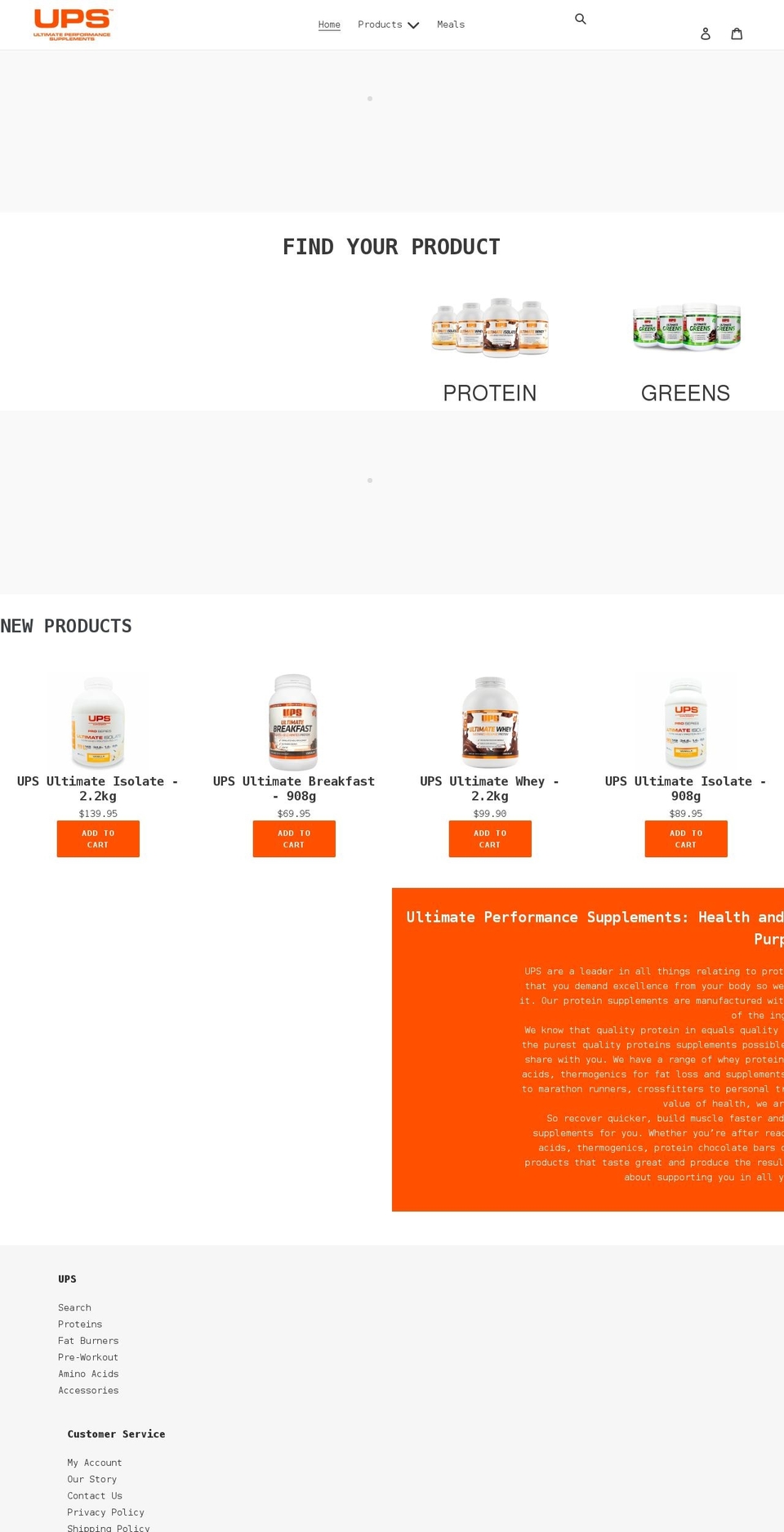 upsprotein.com shopify website screenshot