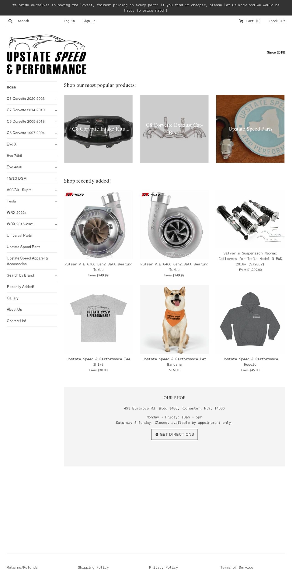 upstatespeed.com — Shopify storefront screenshot