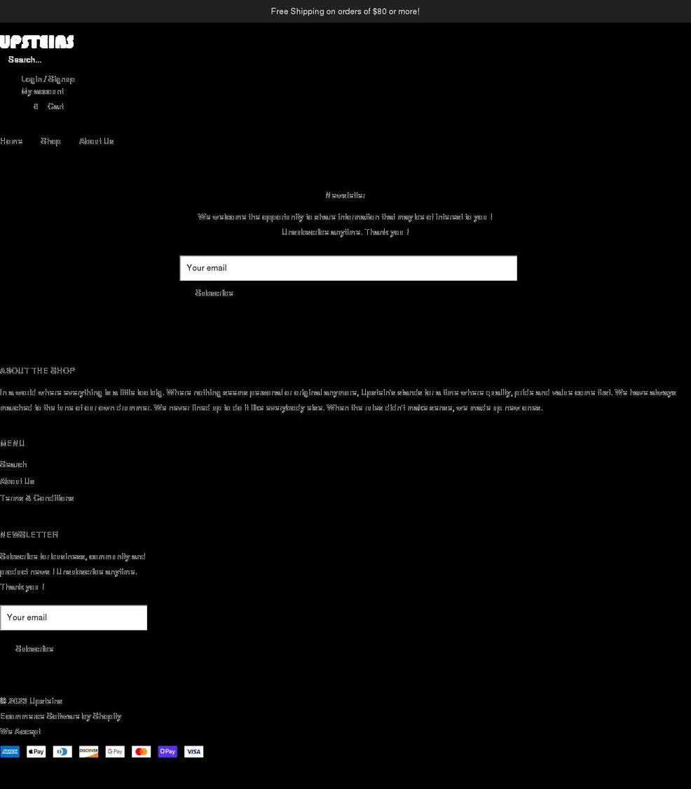 upsteins.com shopify website screenshot