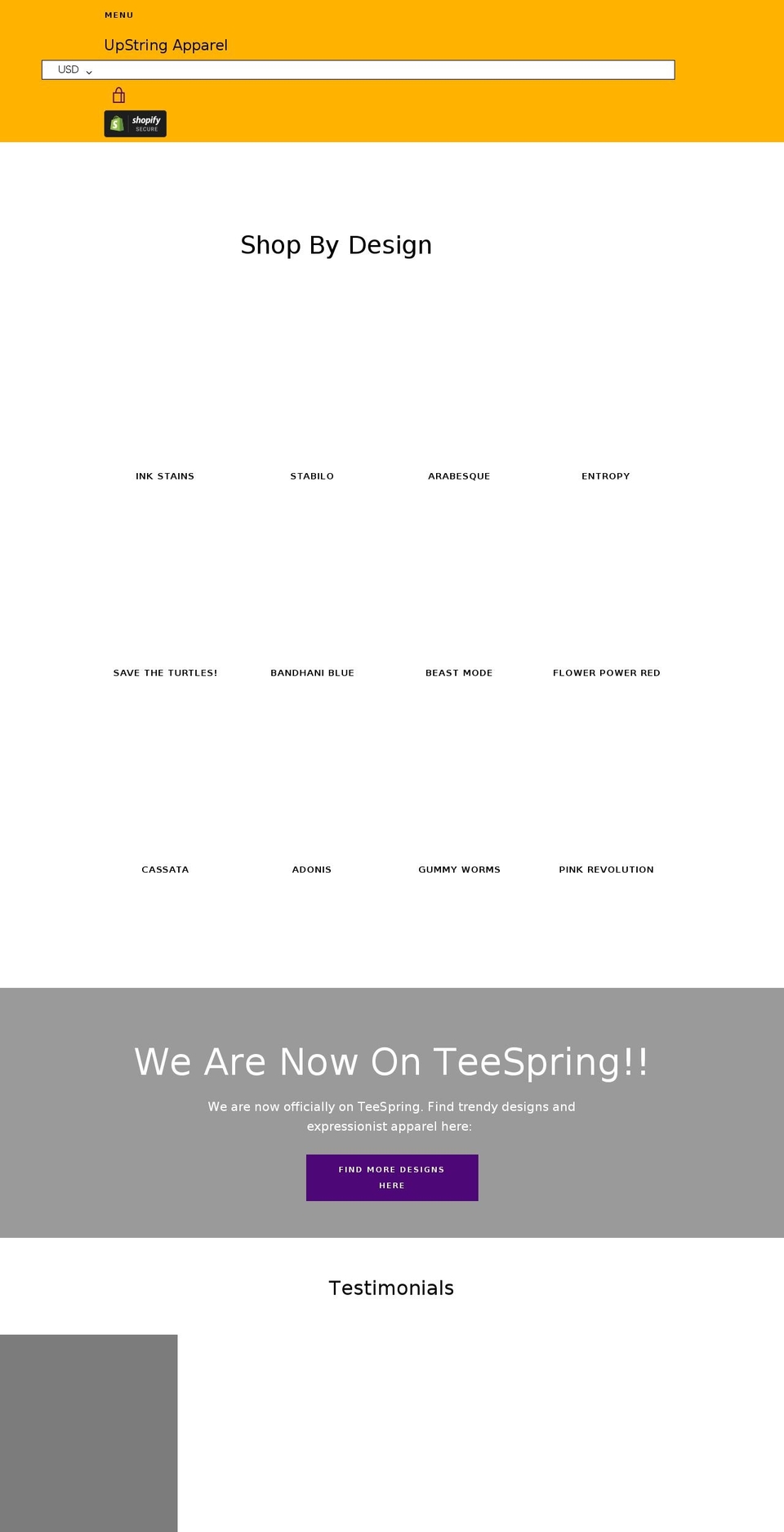 upstringtee.com shopify website screenshot