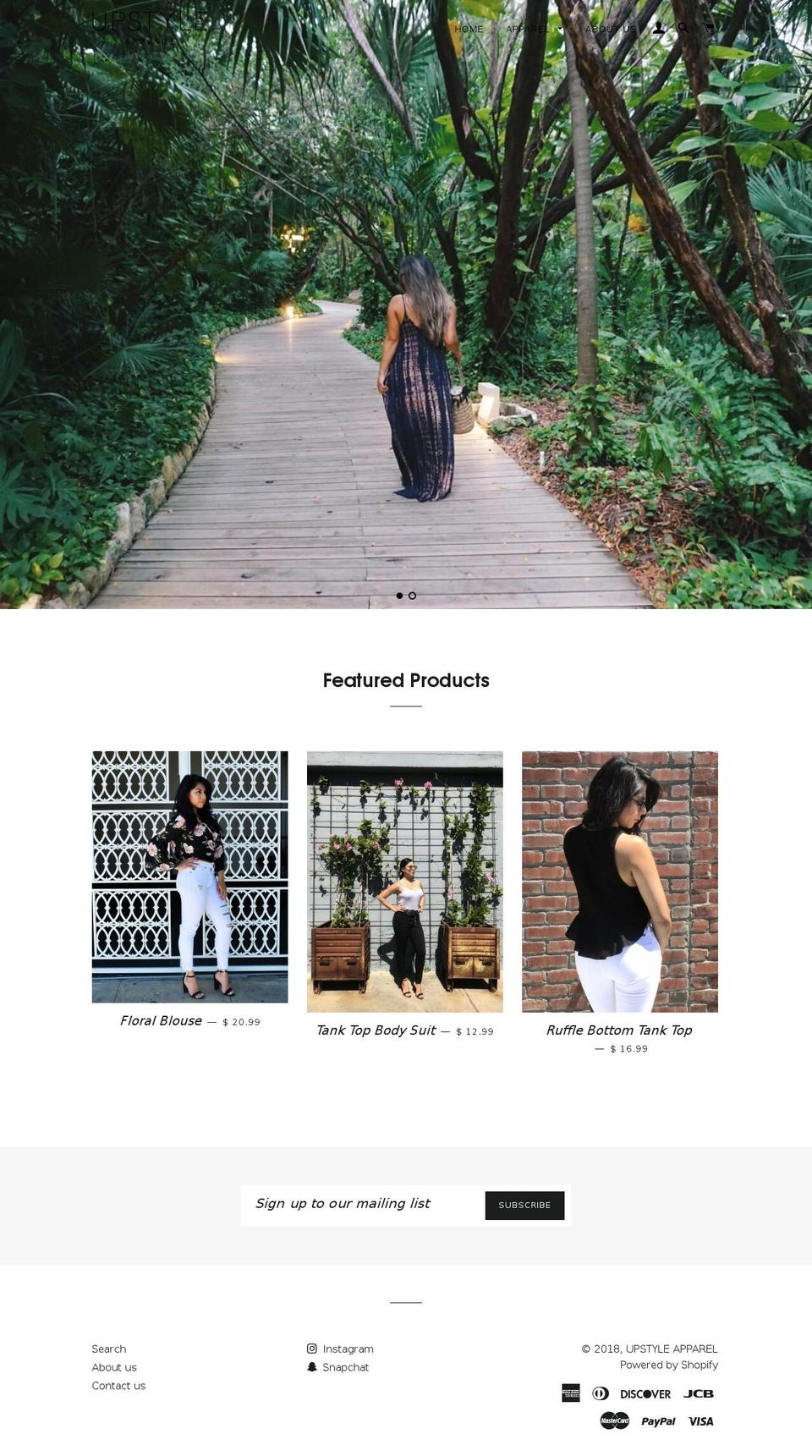 upstyleapparel.com shopify website screenshot
