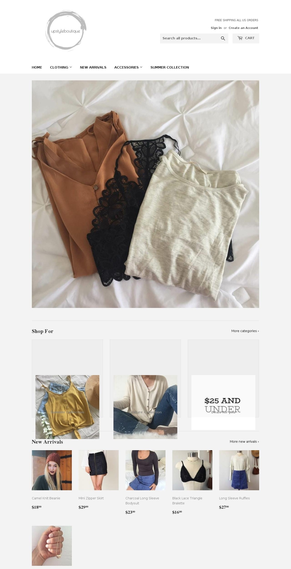 upstyleboutique.com — Shopify storefront screenshot