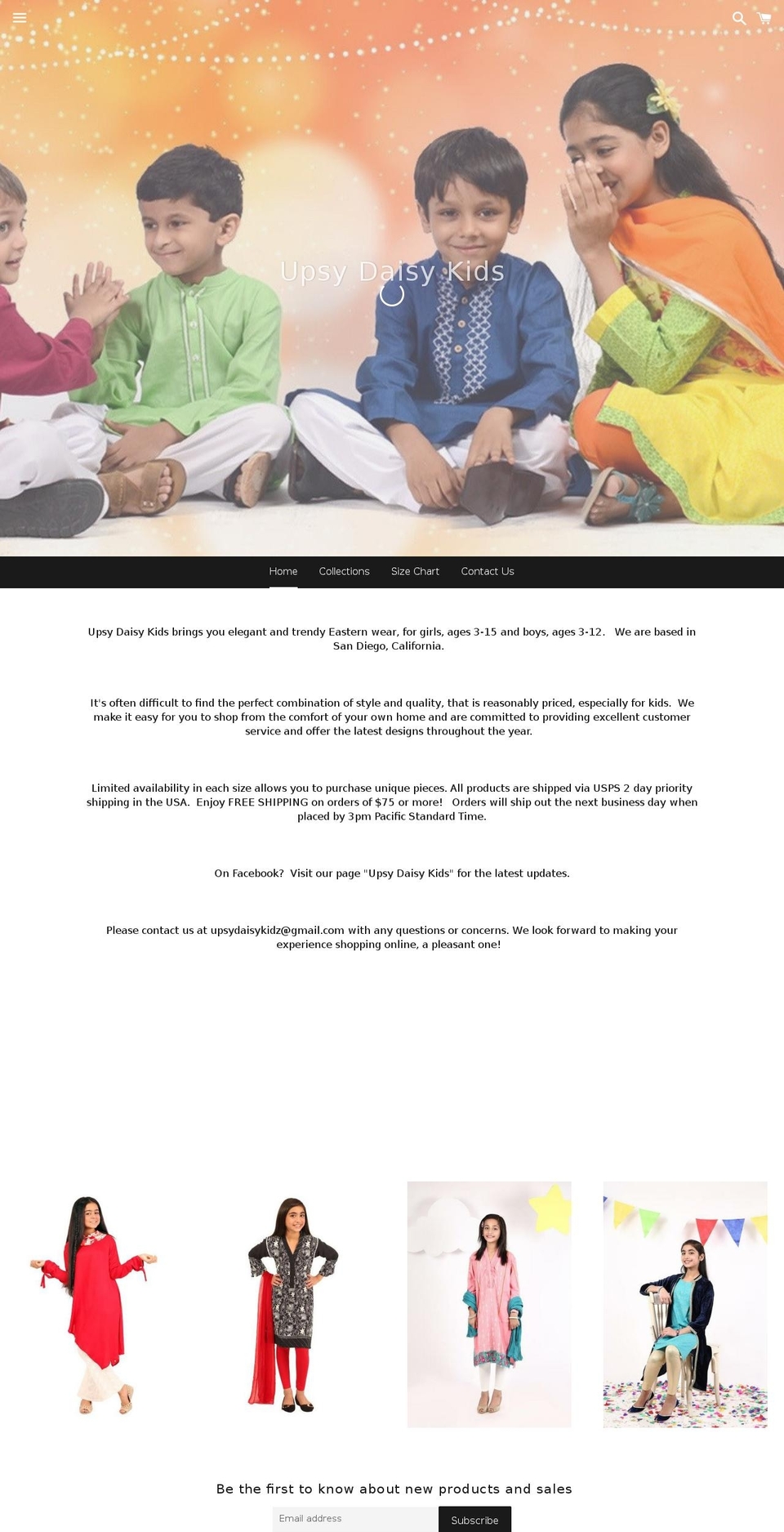 upsydaisykids.com shopify website screenshot