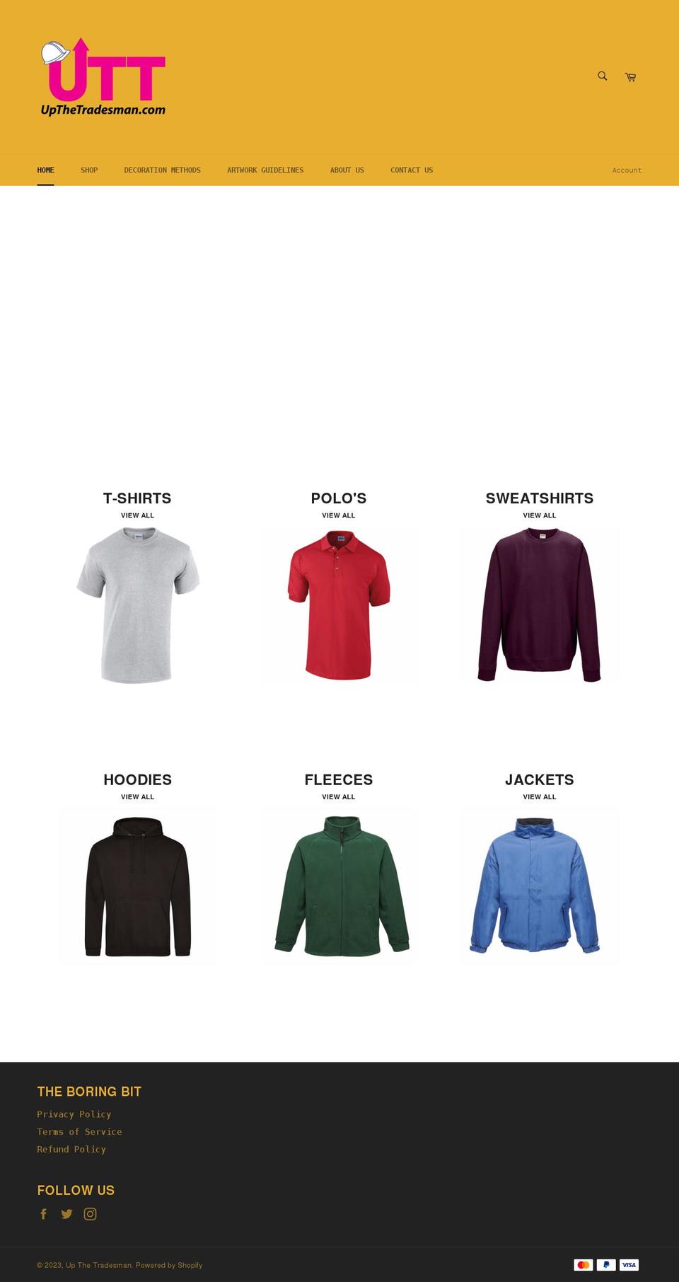 upthetradesman.com shopify website screenshot