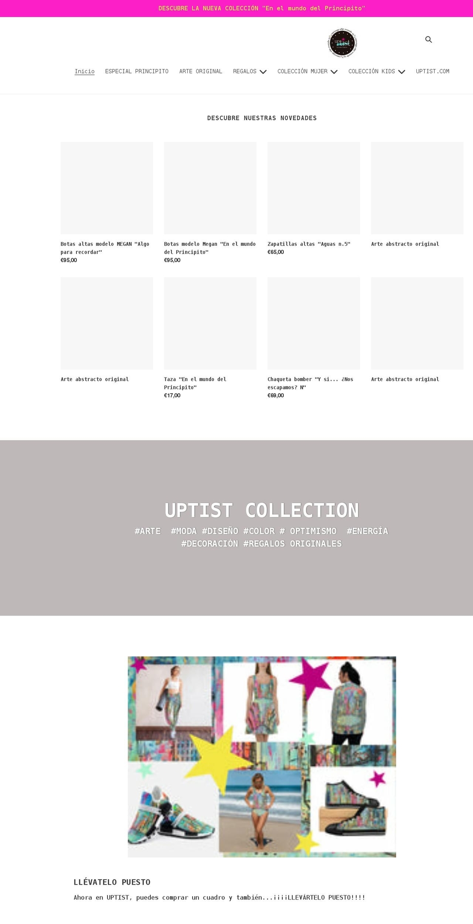 uptistcollection.com shopify website screenshot