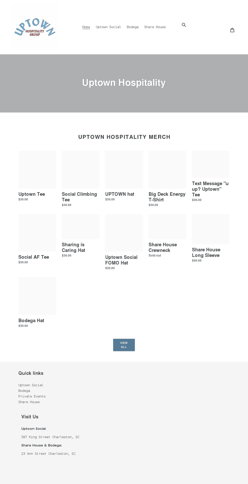uptown-social-chs.myshopify.com shopify website screenshot