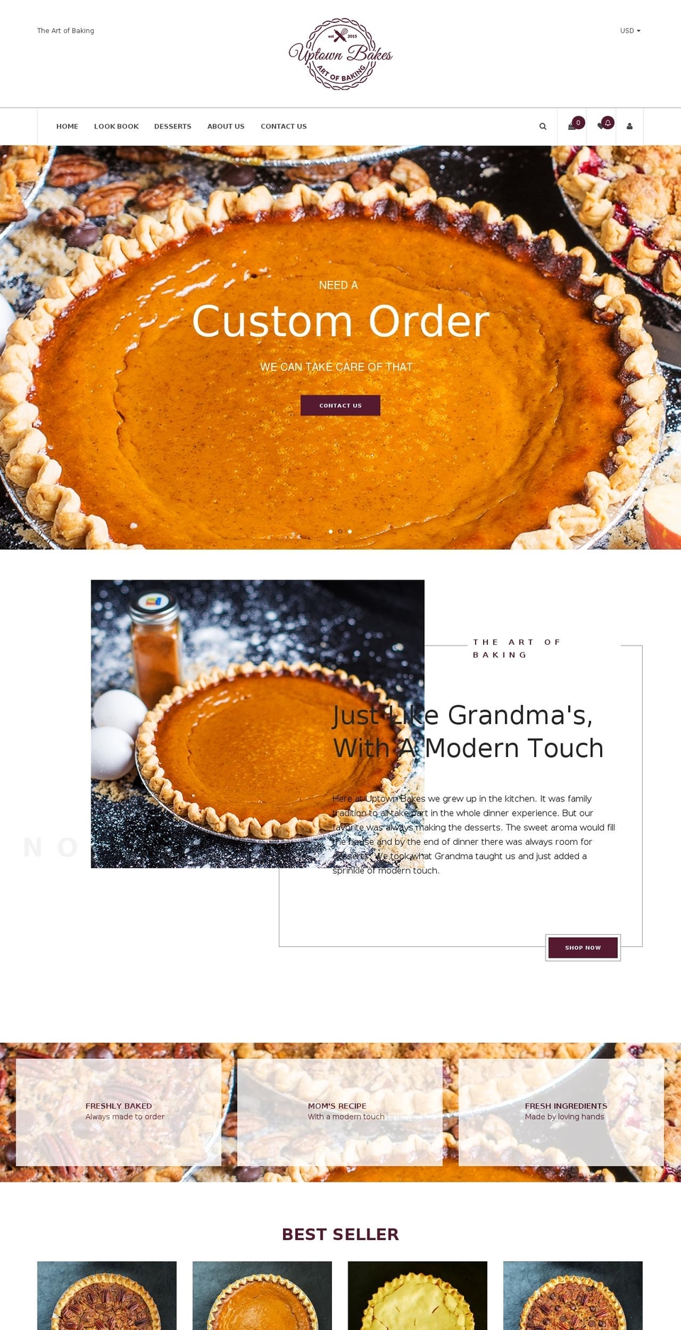 uptownbakes.com — Shopify storefront screenshot