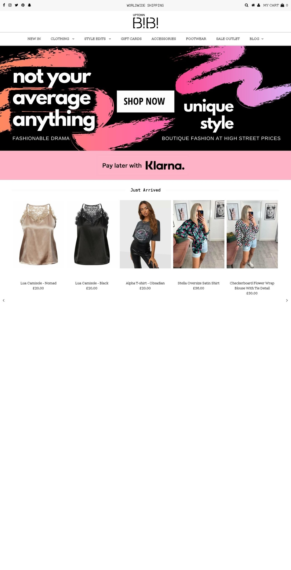 uptownbibi.com — Shopify storefront screenshot