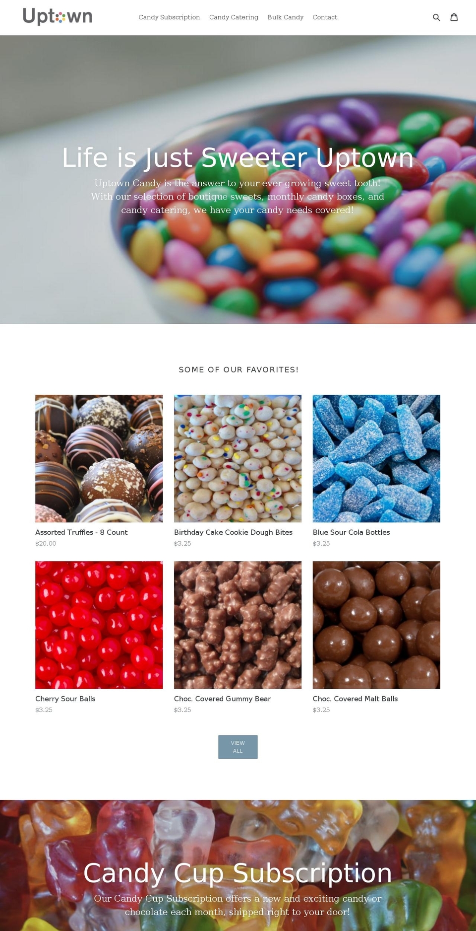uptowncandy.net shopify website screenshot