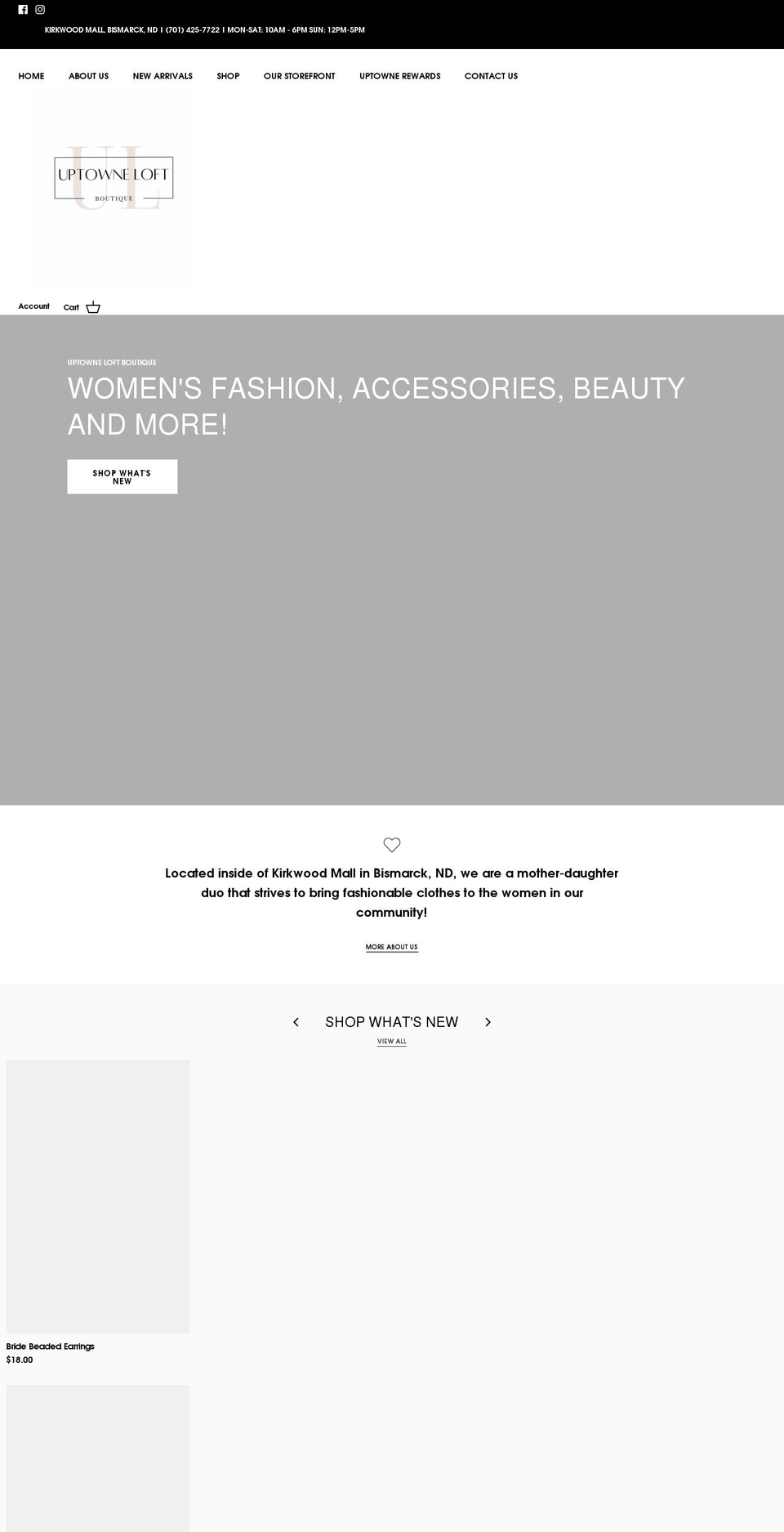 uptowneloftboutique.com shopify website screenshot