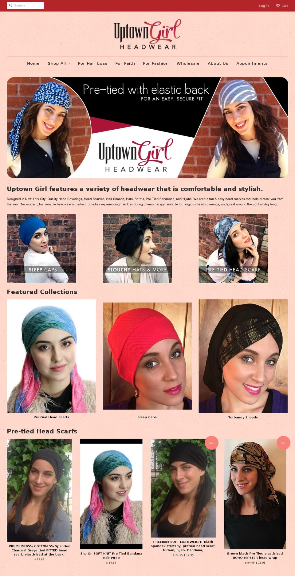 uptowngirlheadwear.com shopify website screenshot