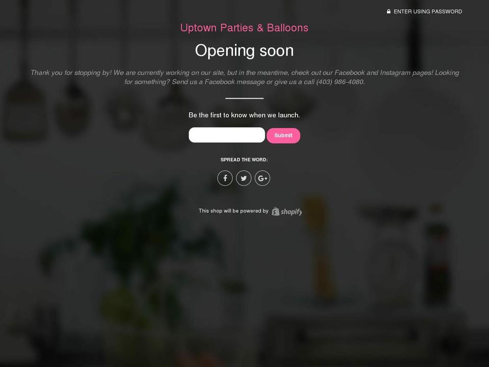 uptownparties.ca shopify website screenshot