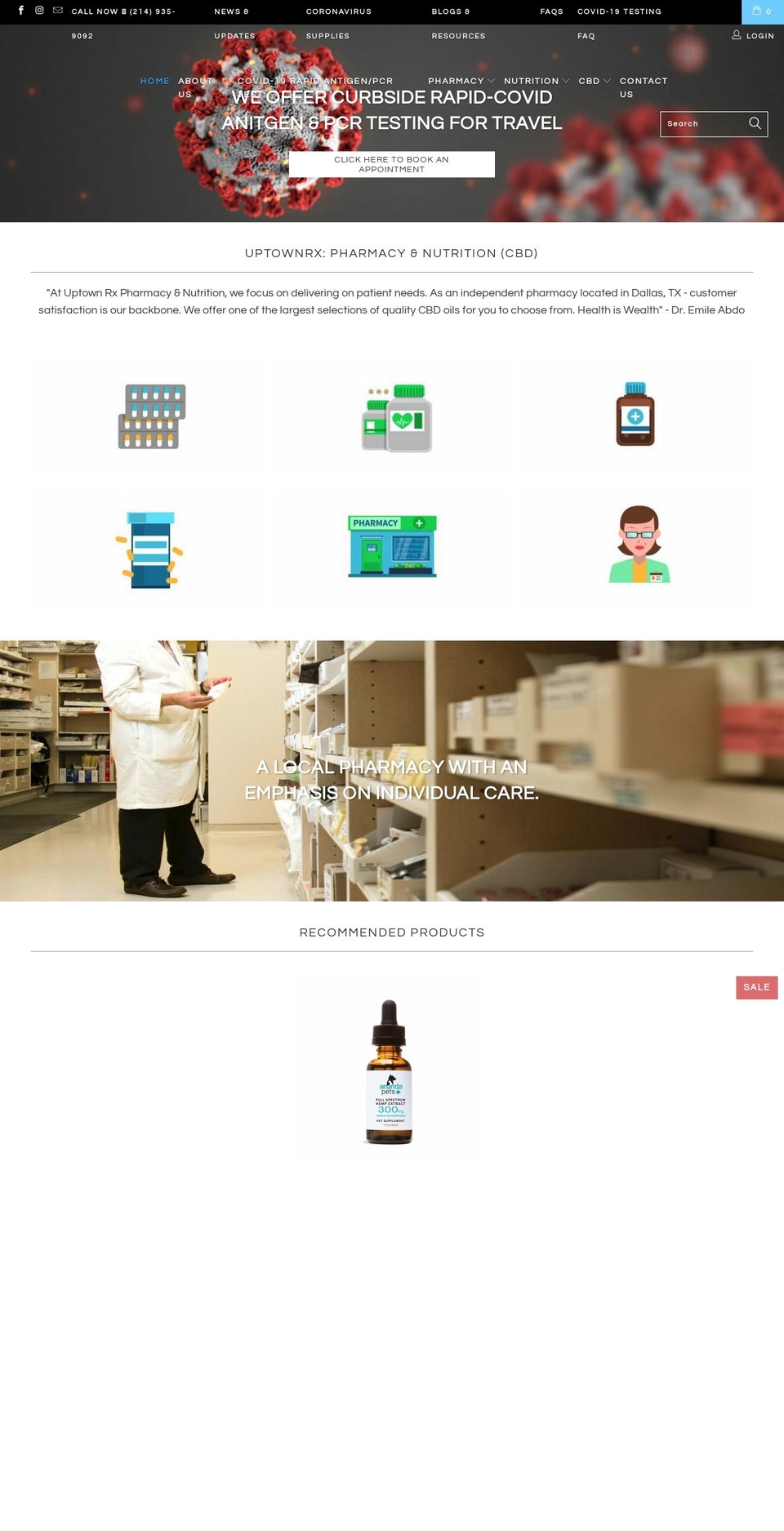 uptownrxpharmacy.com shopify website screenshot