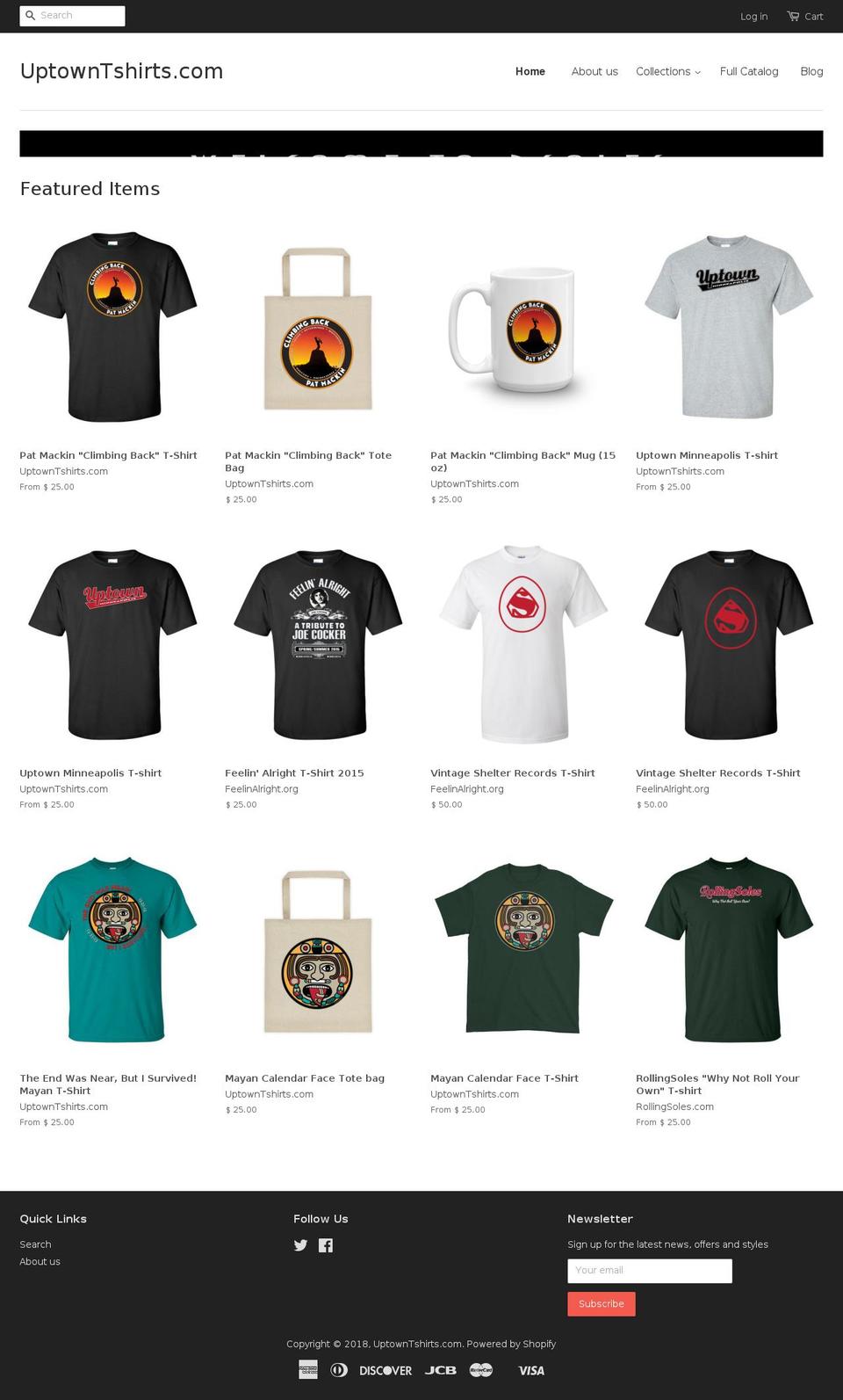 uptowntshirts.com shopify website screenshot