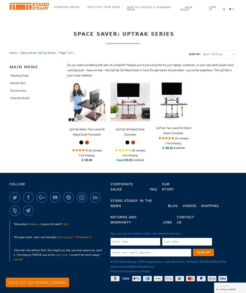 uptrakstandingdesk.com — Shopify storefront screenshot