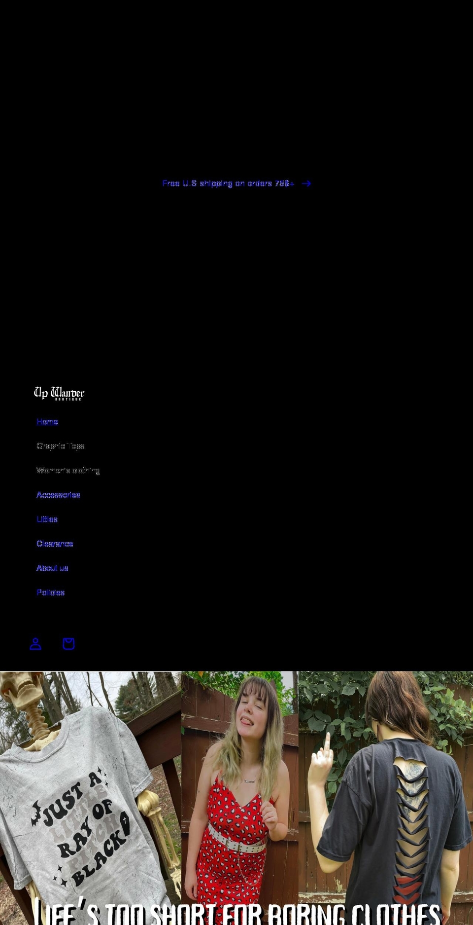 upwanderboutique.com shopify website screenshot