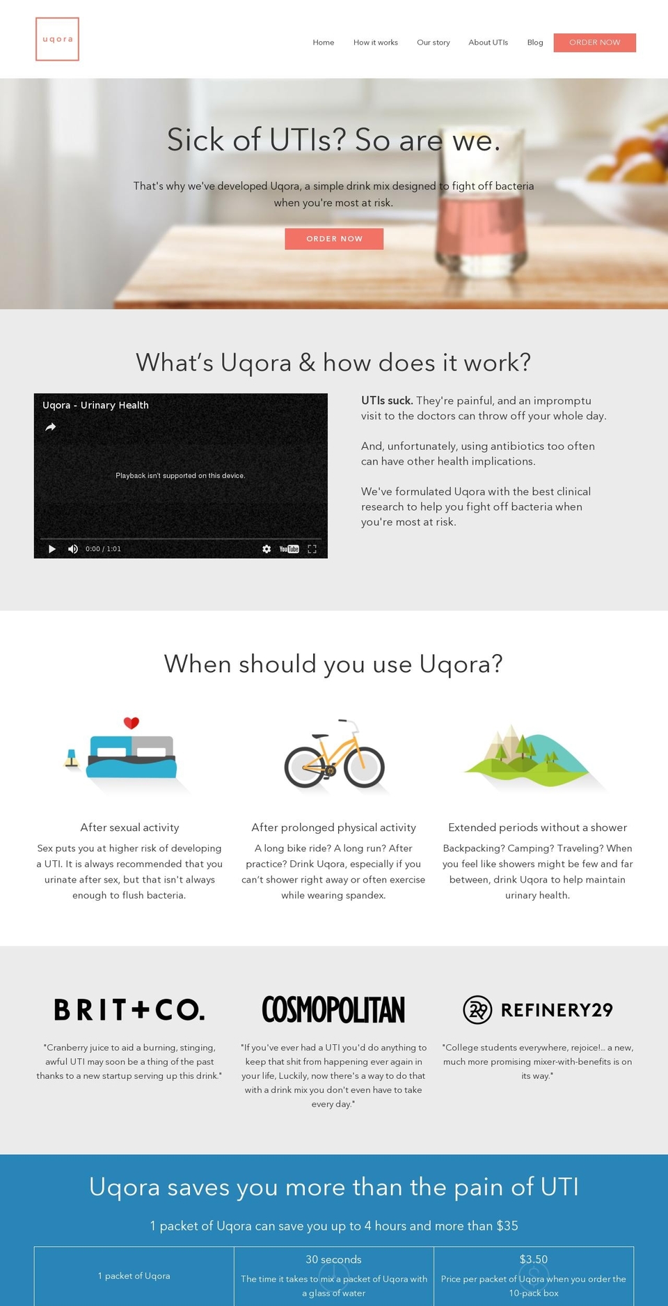 uqora.com shopify website screenshot