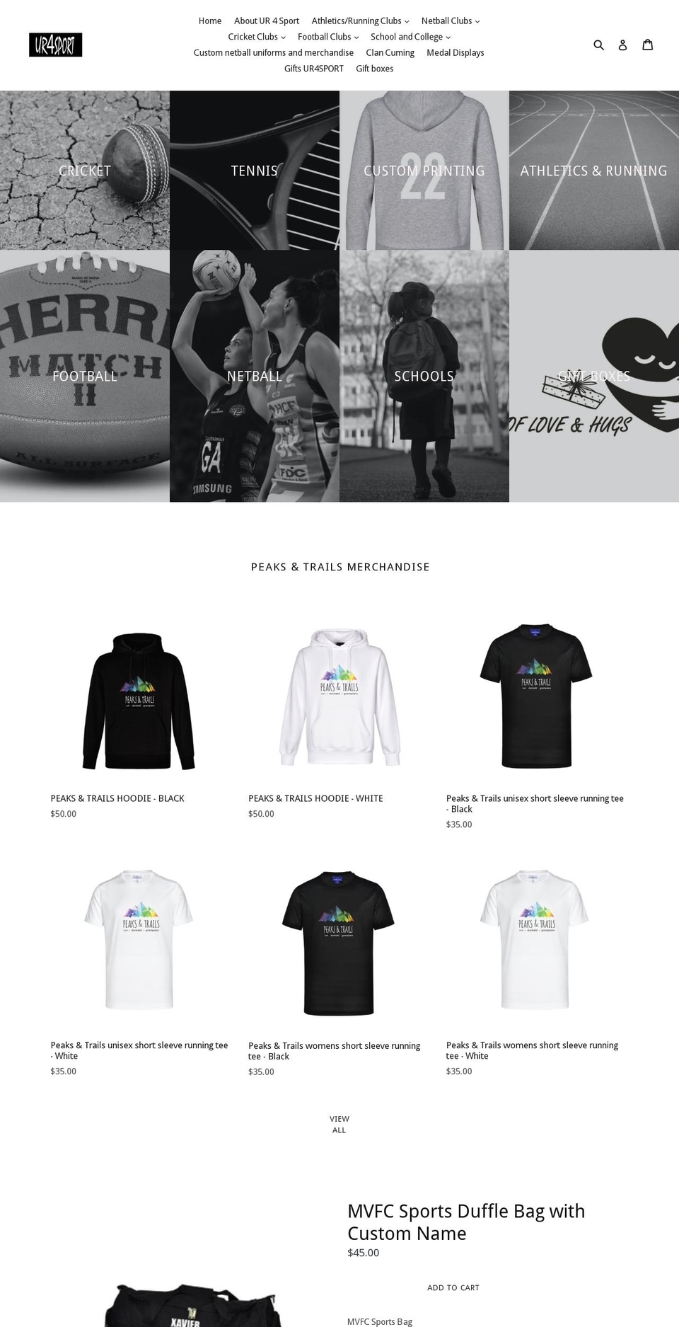 ur4sport.com.au shopify website screenshot