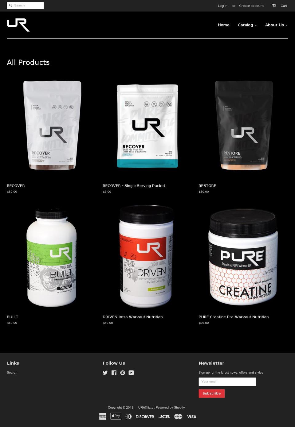 uraffiliate.com — Shopify storefront screenshot