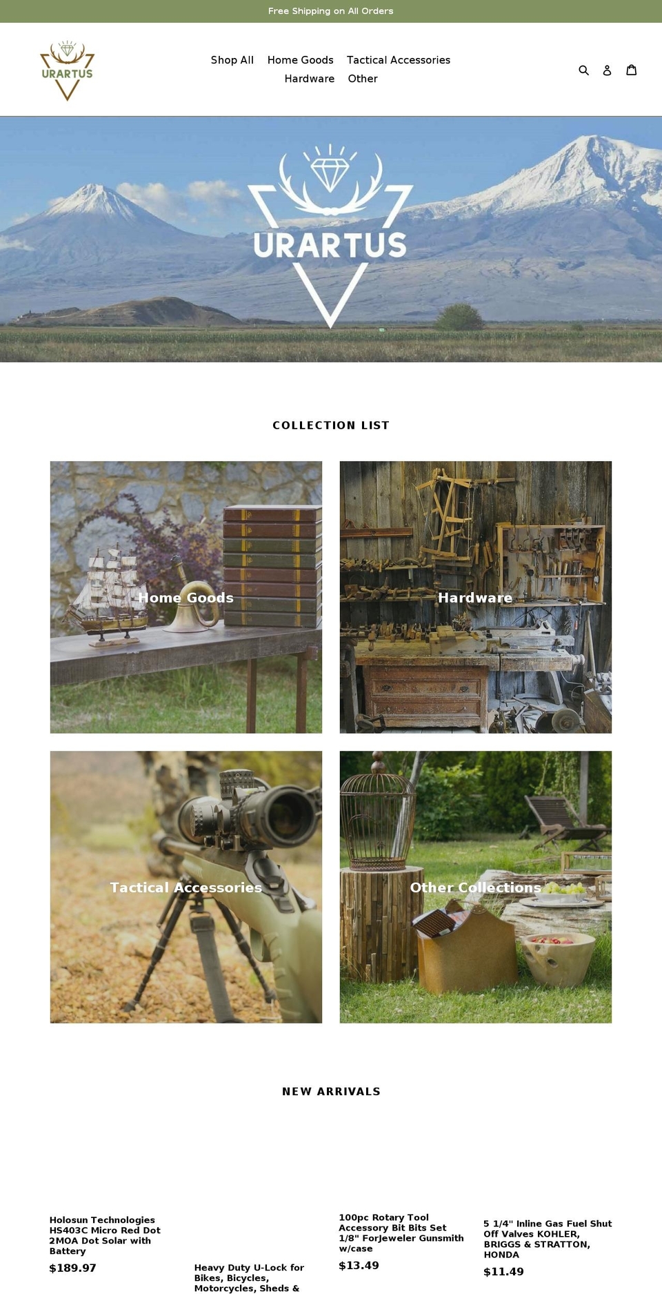 urartus.com — Shopify storefront screenshot