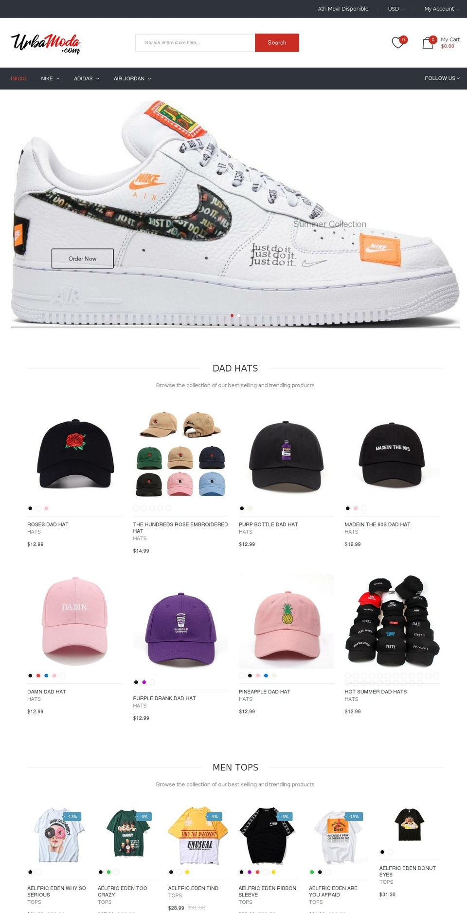 urbamoda.com shopify website screenshot