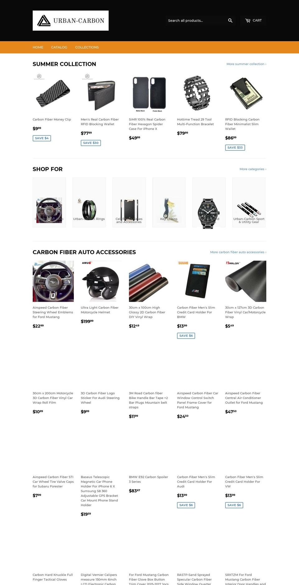 urban-carbon.com shopify website screenshot