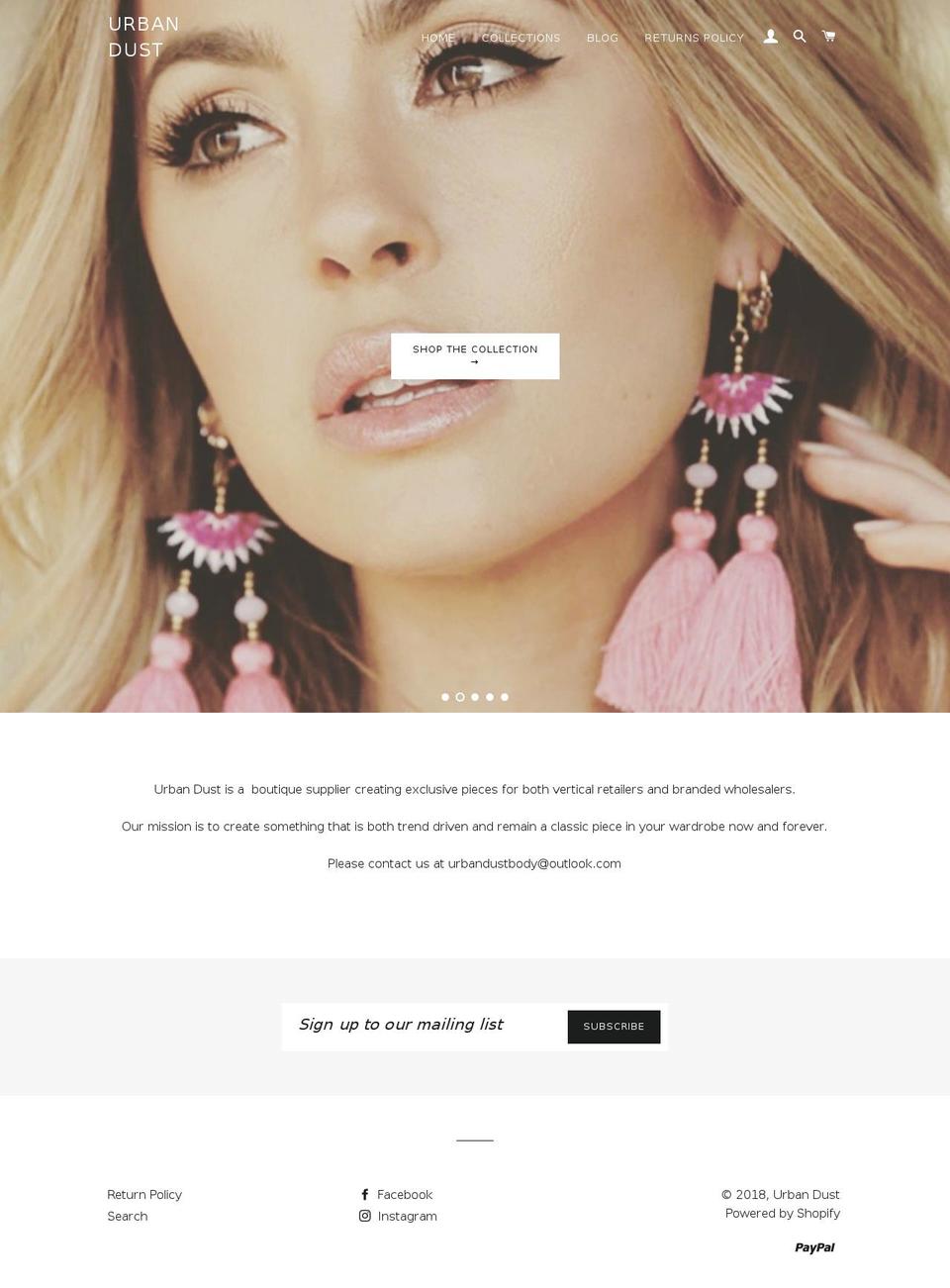 urban-dust.com shopify website screenshot