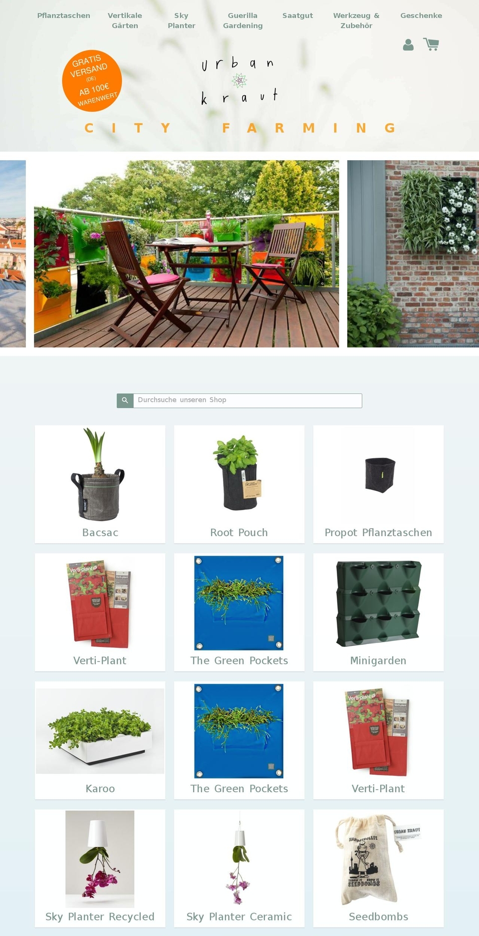 urban-gardening.city shopify website screenshot