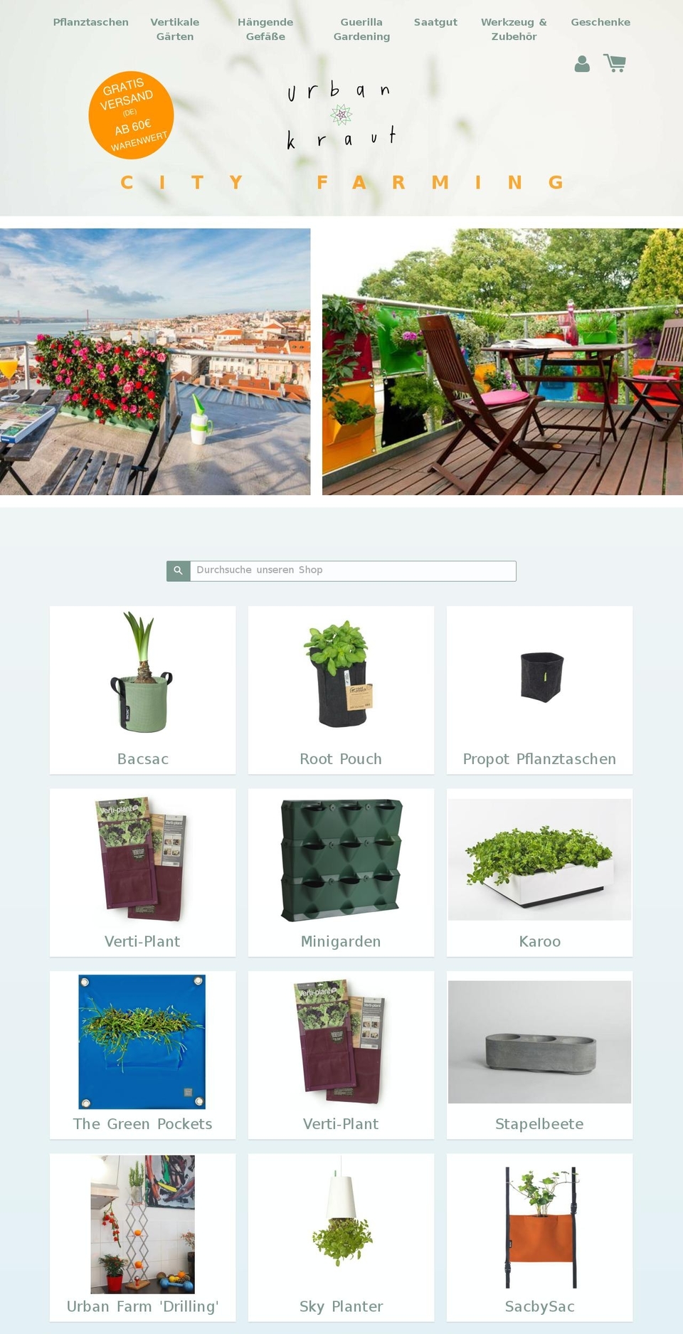 Urbankraut Theme Shopify theme site example urban-kraut.com