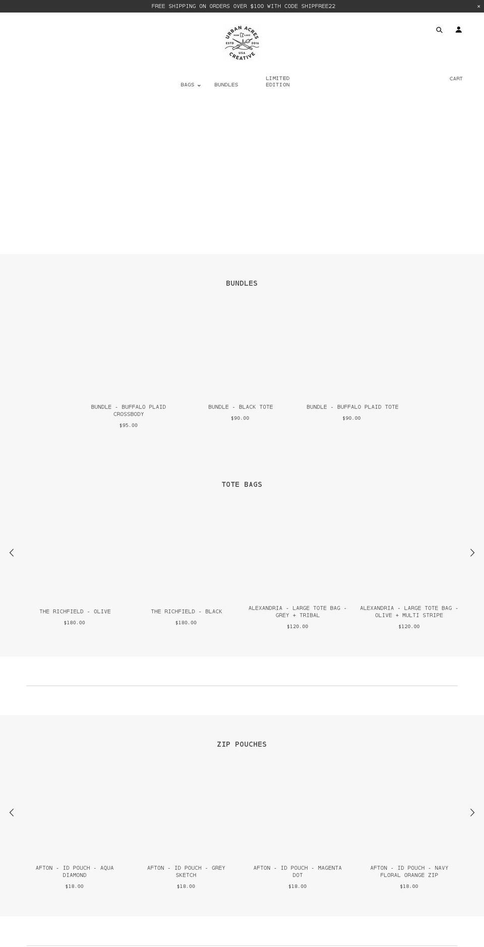 urbanacrescreative.com shopify website screenshot