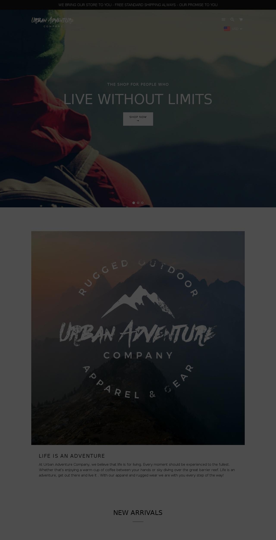urbanadventureco.com shopify website screenshot