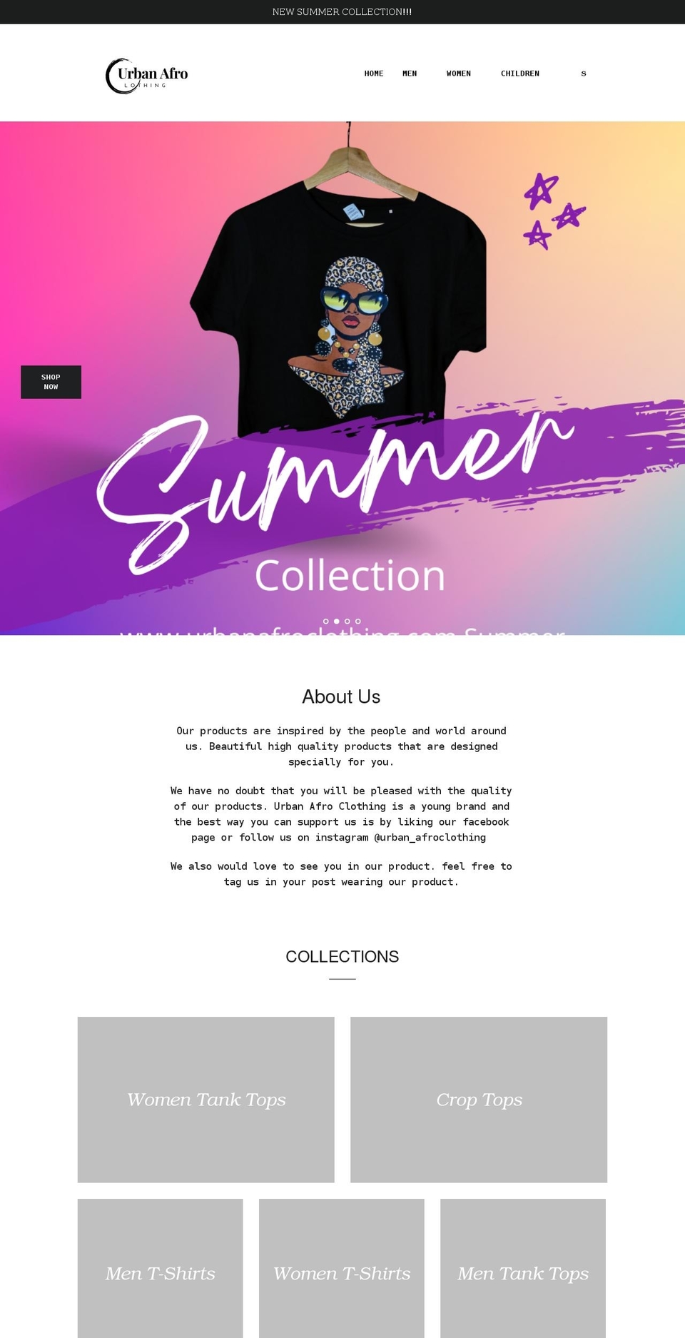 urbanafroclothing.com shopify website screenshot