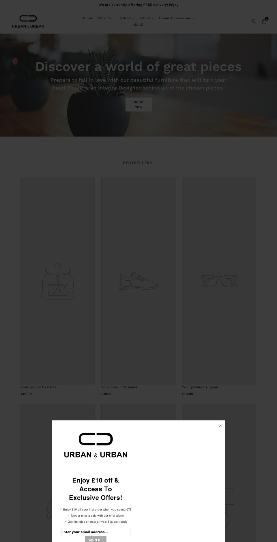 urbanandurban.com shopify website screenshot