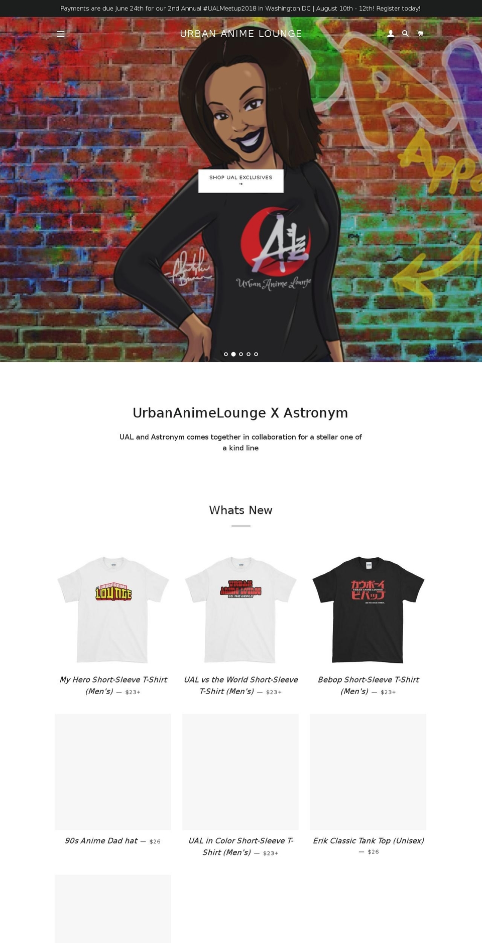 urbananimelounge.com shopify website screenshot